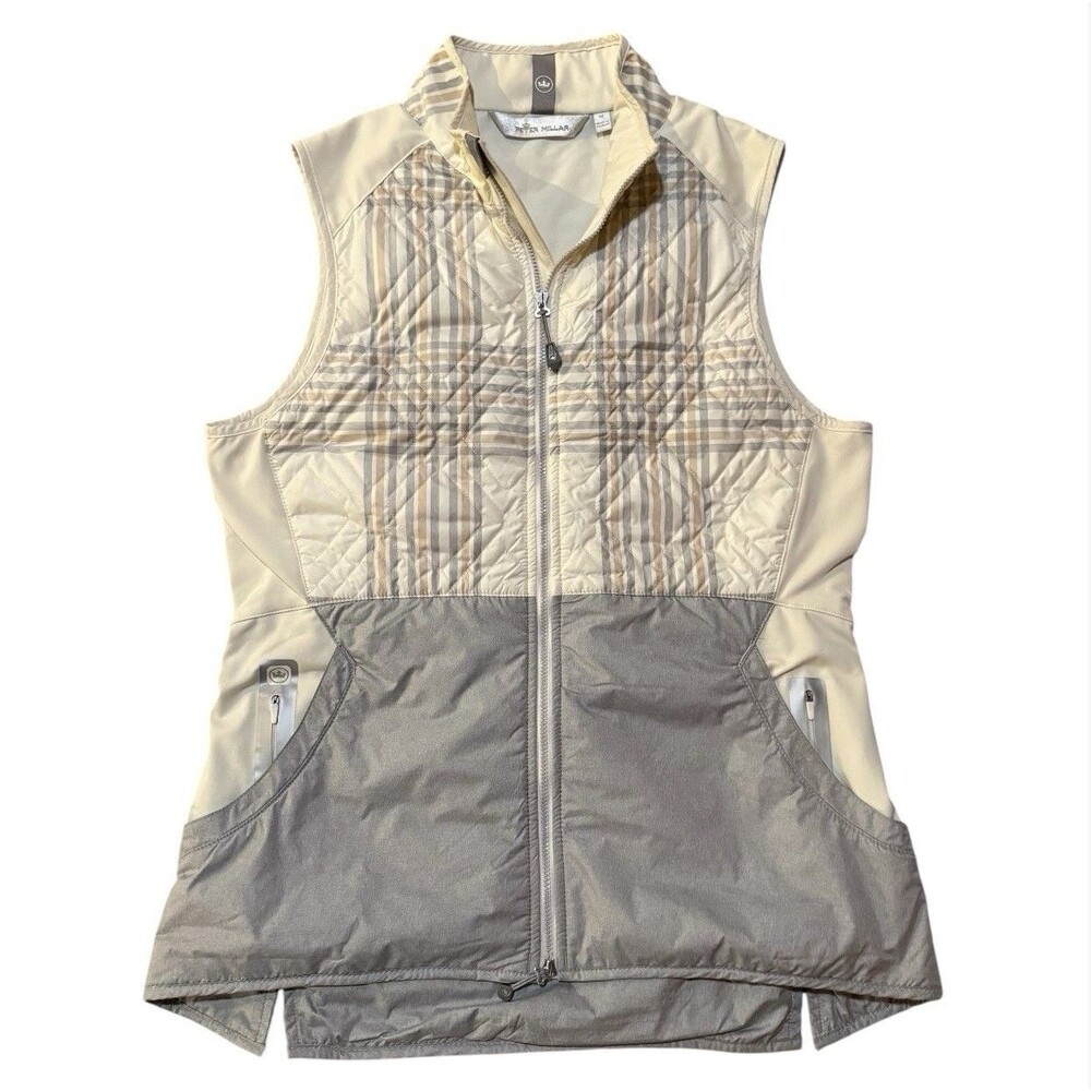 Peter Millar Lizzie Hybrid Vest Women's Medium White & Gray Quilted Windbreak